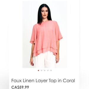 28.  NWT Red Coral Faux Linen Layer Top in Pink